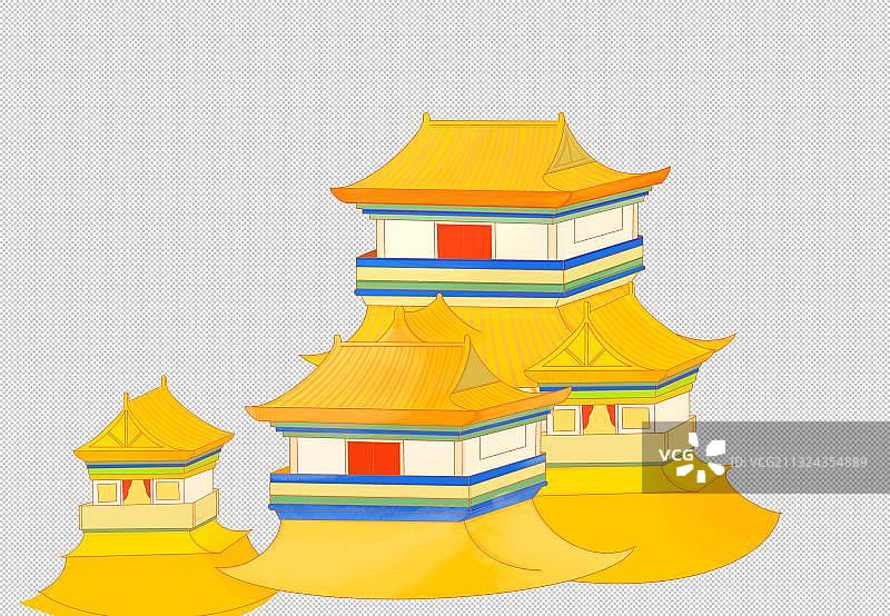 中国风亭台楼阁传统建筑元素房子图片素材