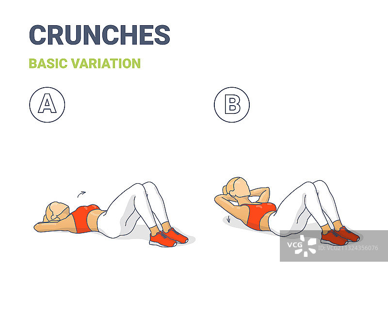 女性居家腹部运动指南图片素材