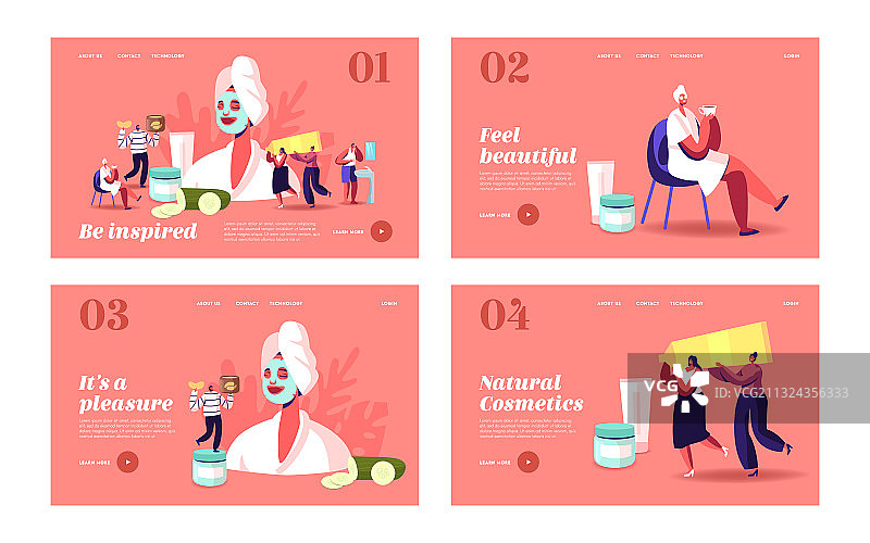 水疗美容和美容着陆页模板图片素材