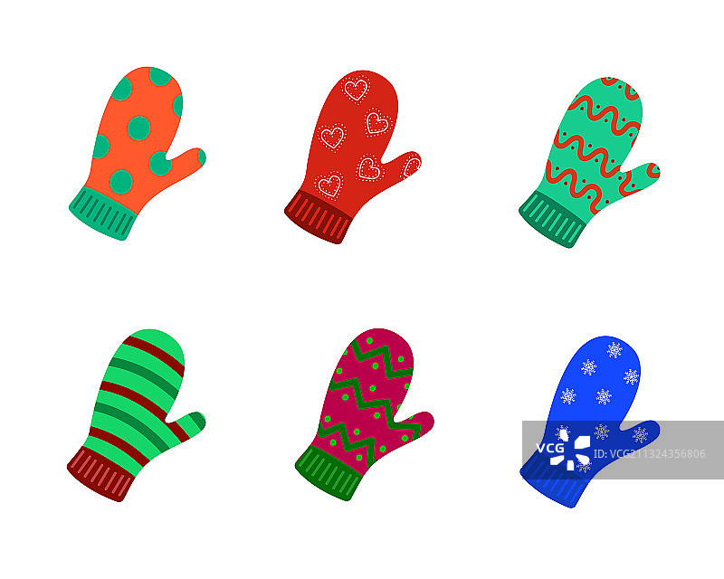 带各种装饰品的彩色手套合集图片素材