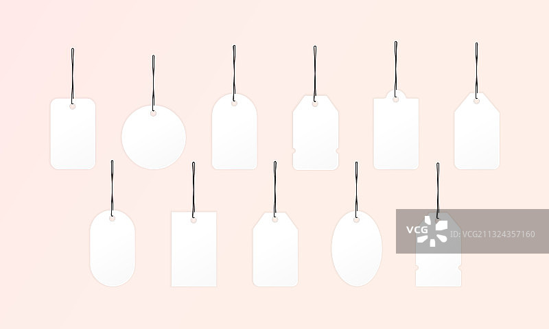 逼真的白色价格标签图标集图片素材