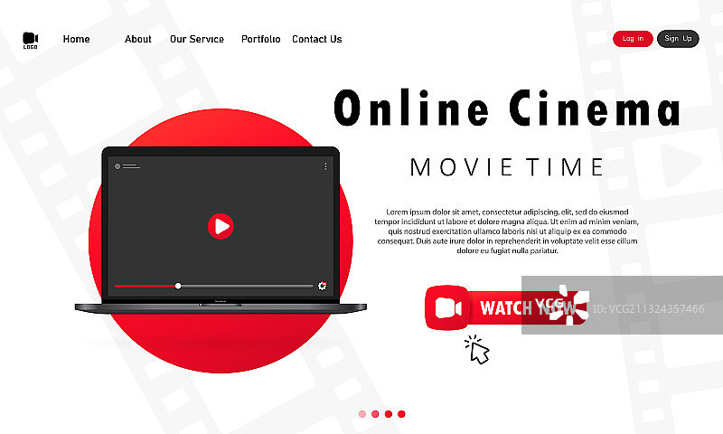 在线电影院banner现代笔记本电脑概念图片素材