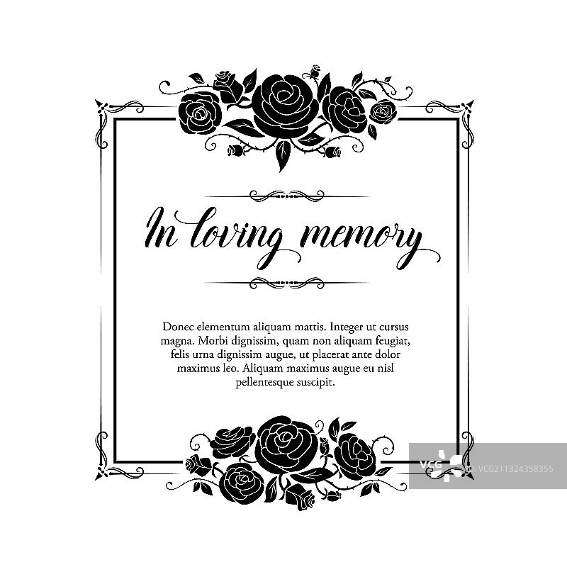 带有玫瑰花的复古葬礼卡片框架图片素材