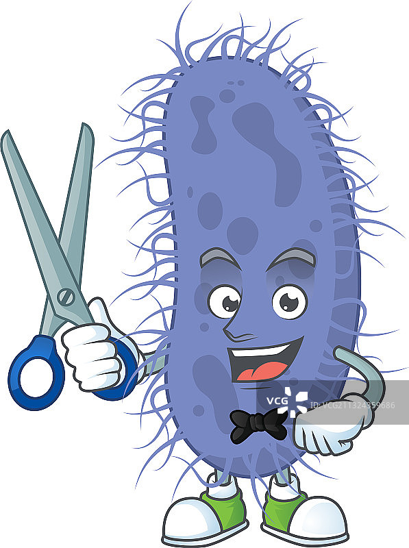 带剪刀的可爱理发师伤寒沙门氏菌卡通图片素材