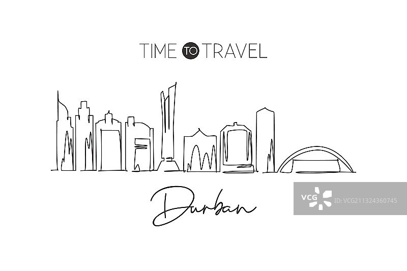 德班城市连续线条画图片素材