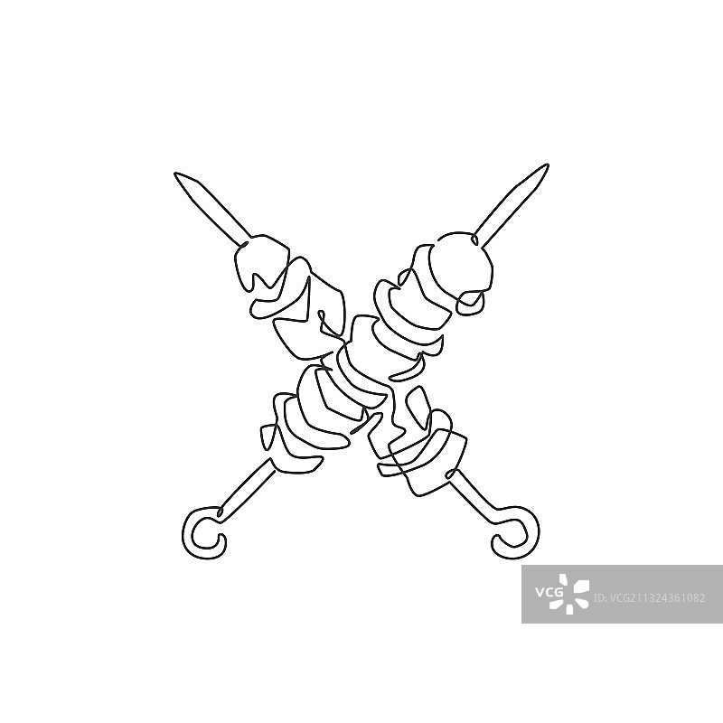风格化连续单线画图片素材