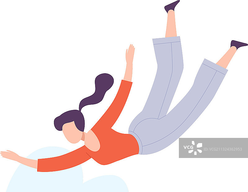 漂浮在空中幻想的飞行女人图片素材