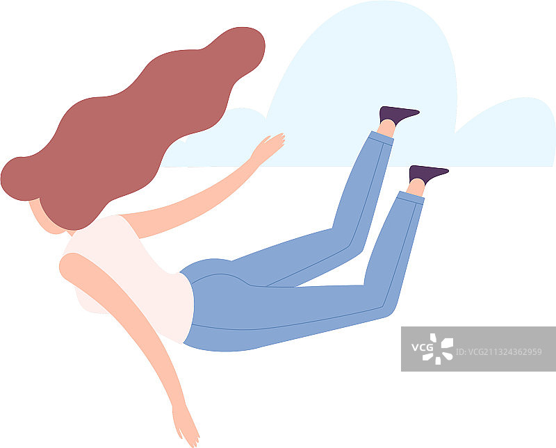 漂浮在空中梦想的失重女人图片素材