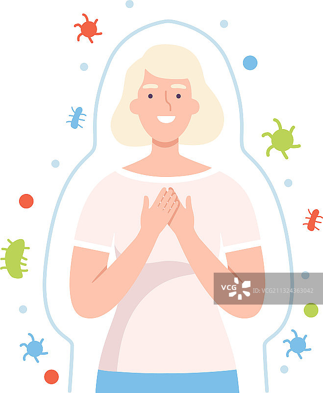 被无形屏障包围的健康女人图片素材