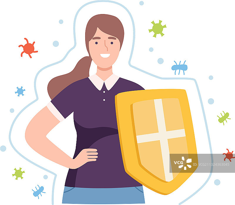 手持盾牌的年轻女性角色图片素材