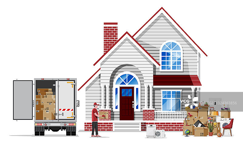 搬到新家，全家搬迁到新居图片素材