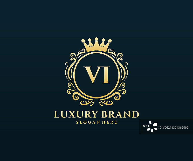 金色VI字母花卉书法设计图片素材