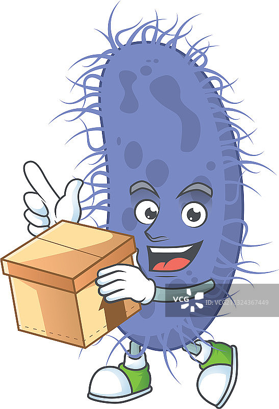 携带礼品盒的伤寒沙门氏菌卡通设计图片素材