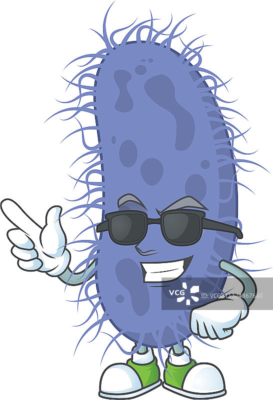 戴黑色眼镜的可爱伤寒沙门氏菌图片素材