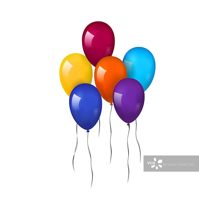 3D气球束线组白色背景图片素材