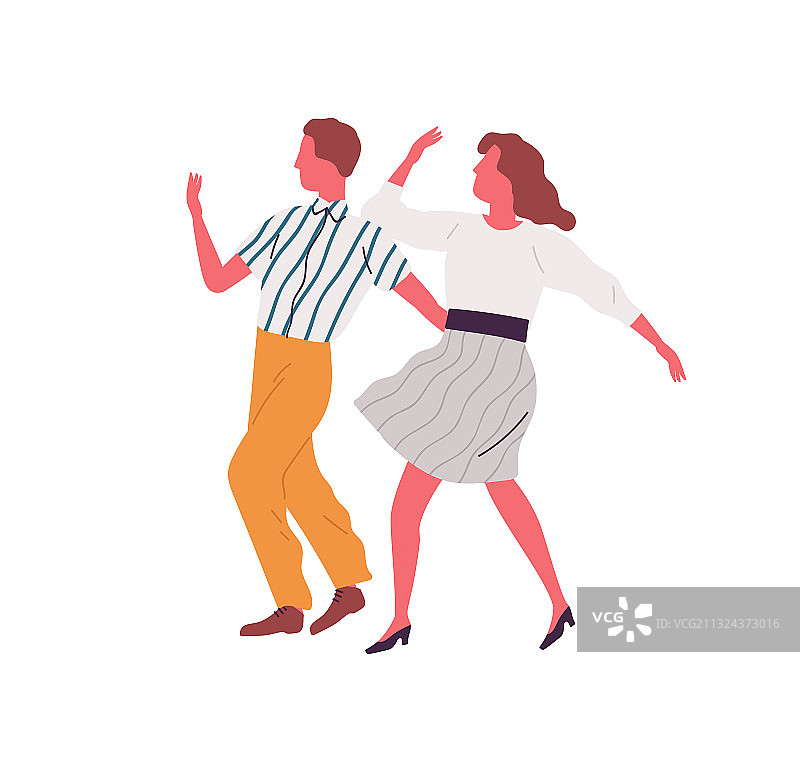 复古情侣一起跳摇摆舞图片素材