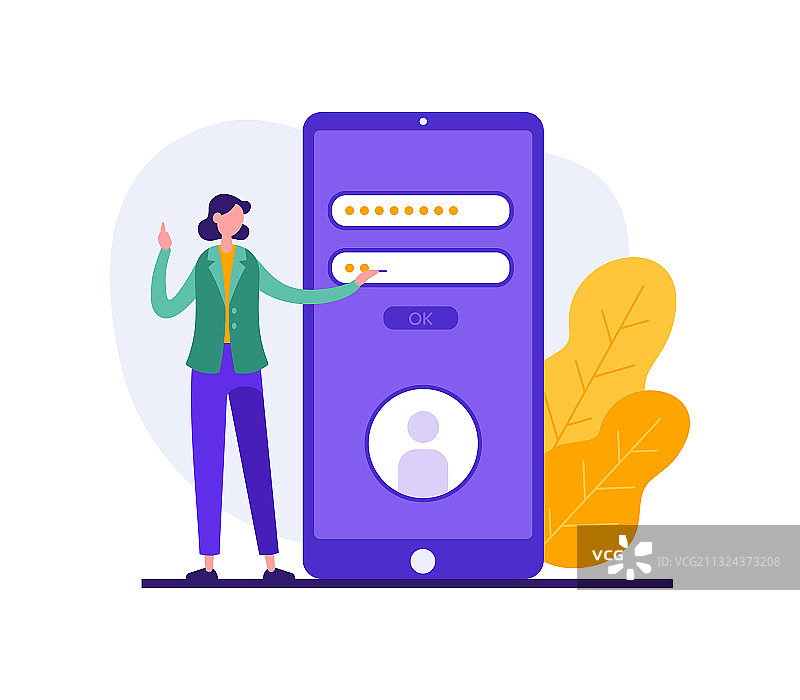 女人在智能手机上登录社交媒体账户图片素材