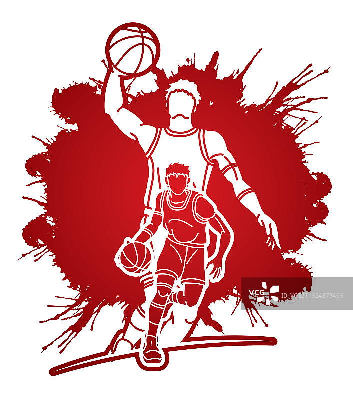 篮球运动员动作卡通图形图片素材