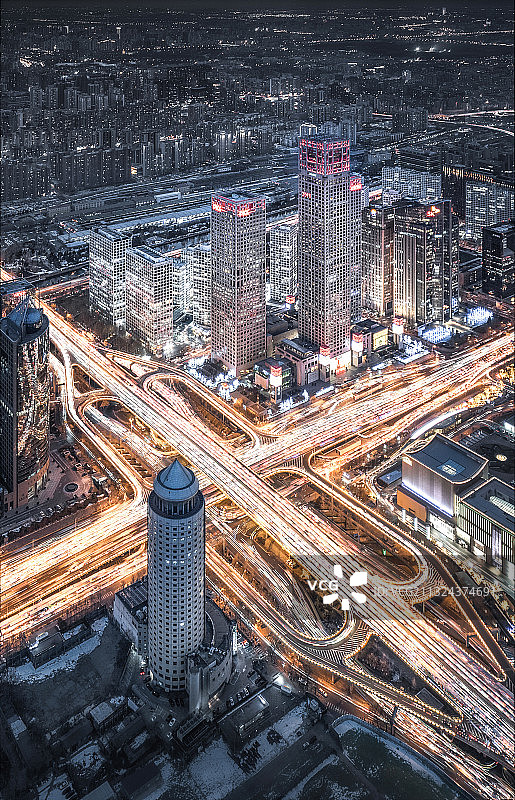 国贸桥之夜 Golden Night of BJ CBD图片素材