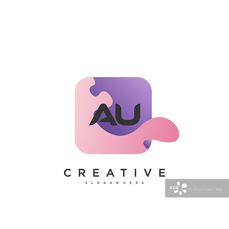 AU首字母标志图标设计模板图片素材