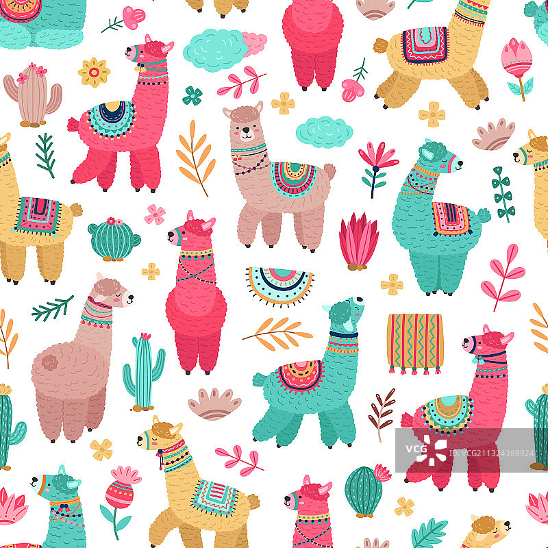 美洲驼图案卡通动物图片素材
