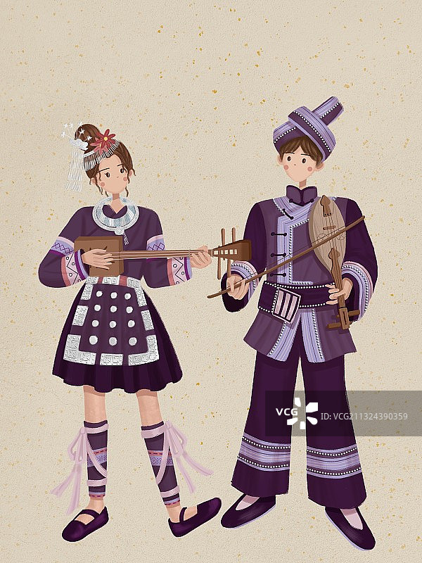 侗族姑娘和小伙图片素材