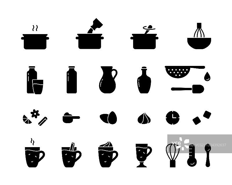 烹饪配方蛋奶酒剪影图标图片素材