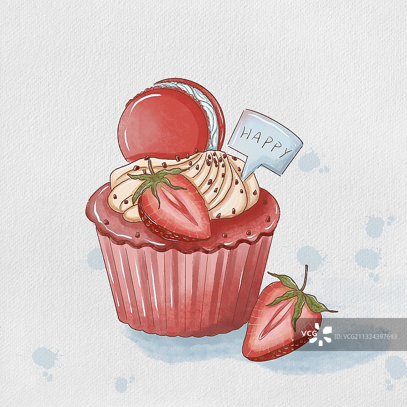 草莓杯子蛋糕图片素材