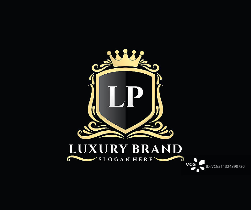 金色女性草书首字母LP图片素材