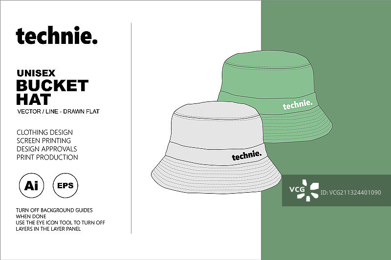 技术人员的渔夫帽扁平模板图片素材