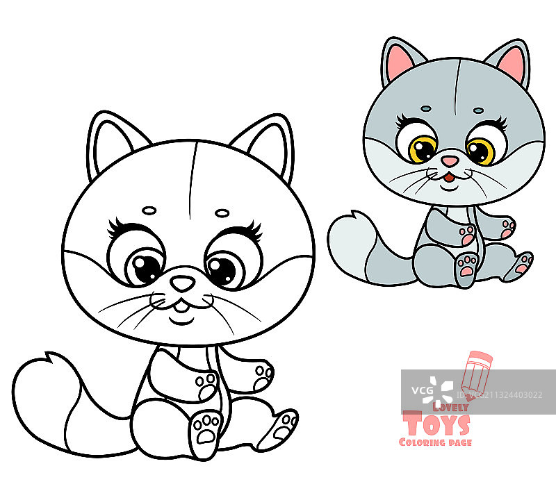 可爱卡通灰色毛绒玩具猫轮廓图片素材