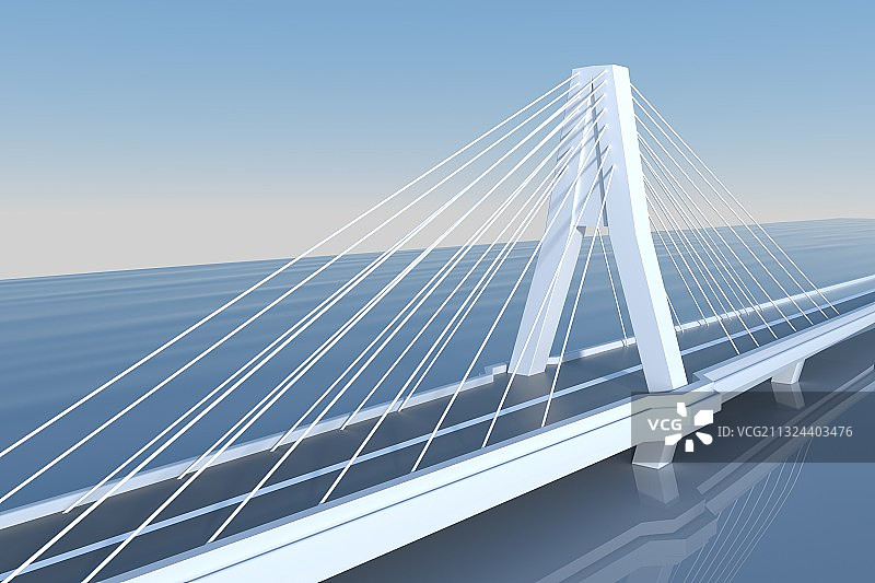 3D渲染的水上大桥图片素材
