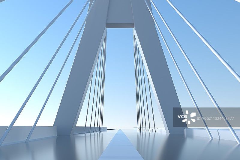 3D渲染的水上大桥图片素材
