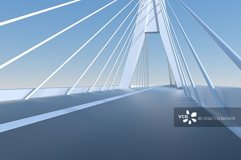 3D渲染的水上大桥图片素材