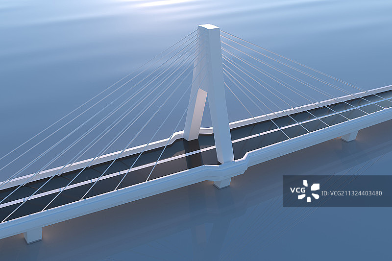 3D渲染的水上大桥图片素材