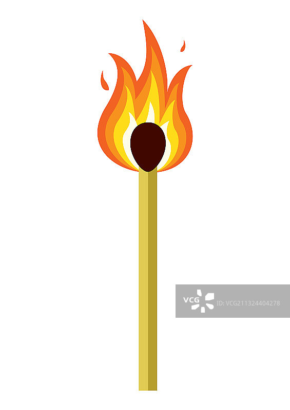 白色背景上的燃烧的火柴图片素材