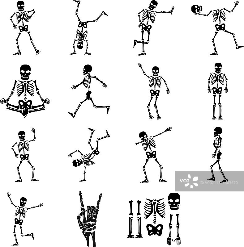 有趣的骷髅剪影合集图片素材