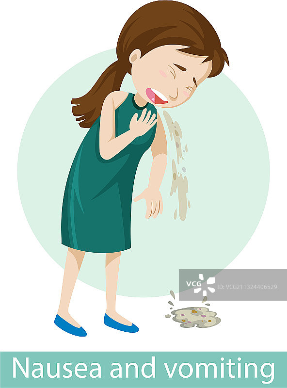 卡通人物出现恶心呕吐症状图片素材
