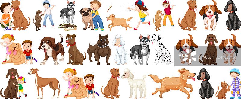 小狗卡通角色组合图片素材