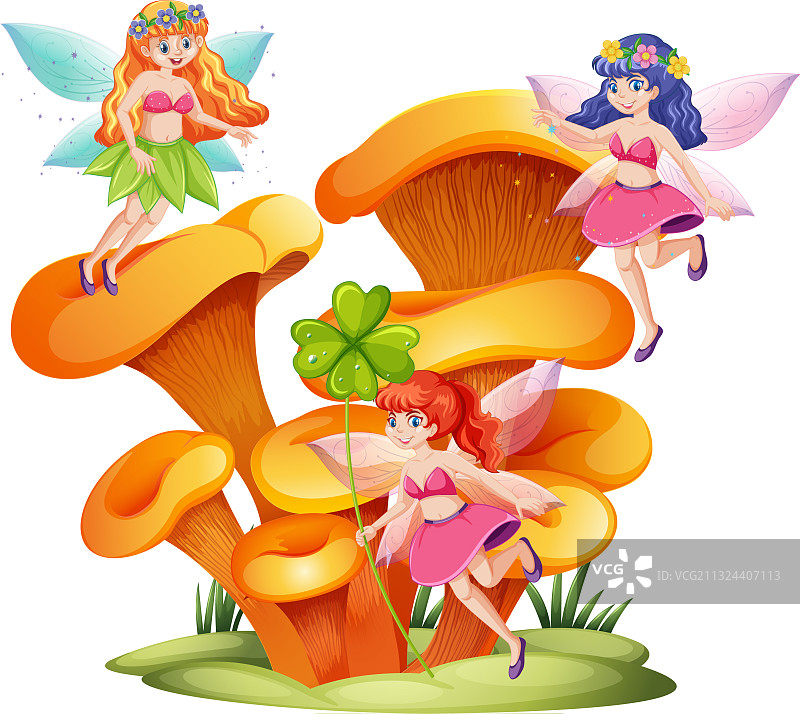 童话故事蘑菇小镇卡通风格图片素材