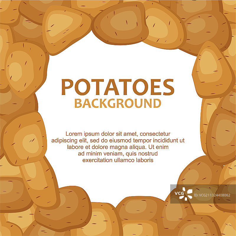 马铃薯农场蔬菜圆形框架模板图片素材