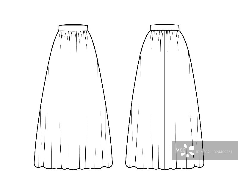 高腰裙服饰技术设计图片素材