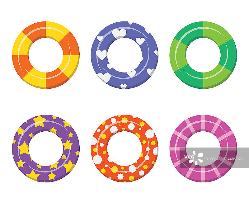 白色背景上的彩色游泳圈图标图片素材