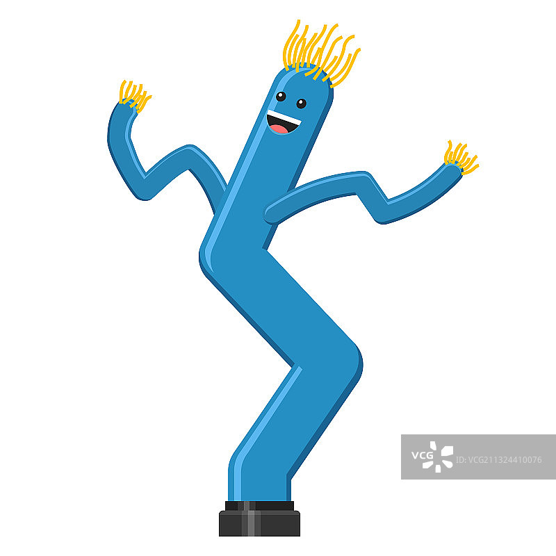 扁平风格的蓝色充气舞动人偶图片素材