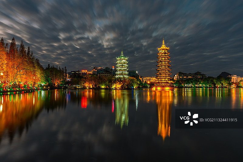 榕湖夜景图片素材