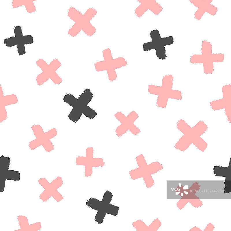 粗糙画笔绘制的重复十字架，简约风格图片素材