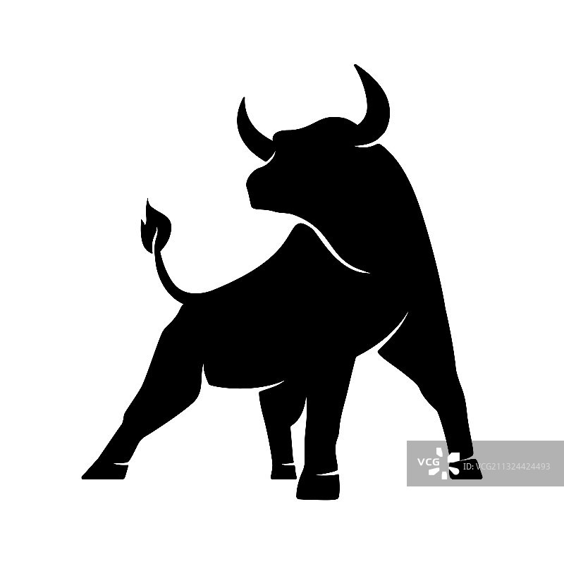 公牛轮廓单色标志符号图片素材