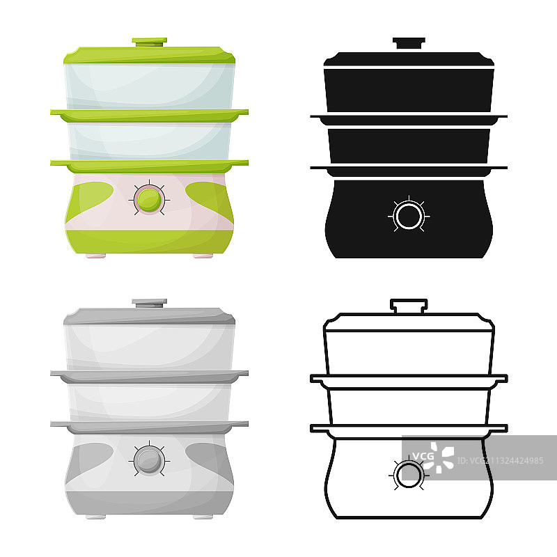 孤立的慢炖锅和炊具标志网页图片素材
