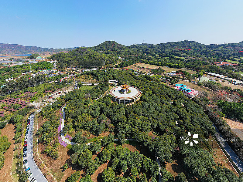 广东省深圳市光明区农场大观园和光明高尔夫球会航拍图片素材