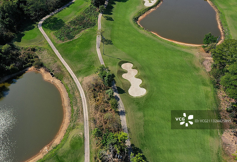 广东省深圳市光明区农场大观园和光明高尔夫球会航拍图片素材